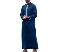 Tenue de Prière Musulmane Homme Hommes Coton Lin Caftan Abaya Chemise de Nuit Longue Coton Chemise De Nuit Grande Taille Abaya Homme Élégante Tunique Abaya pour Ethnique, Mariage, Soirée