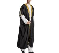 Tenue de Prière Musulmane Homme Islamique Dubaï Hommes Robes Style Ethnique Marocain Coton Chemise De Nuit Grande Taille Abaya Homme Rétro Moyen Orient Robe Pour Ethnique, Mariage, Soirée
