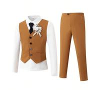 Tenue de printemps/été pour garçon préadolescent, style coréen, coupe slim, pour mariage/événement formel, récital de piano, comprend un gilet ample asymétrique et un pantalon droit décontracté, ensem