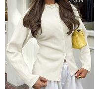 Tenue de printemps Live To Mo : Cardigan boutonné à manches longues de couleur crème, style décontracté Y2K. Parfait pour la Saint-Valentin, les sorties et le port quotidien. Blanc L,M,S,XL,XS,XXSUnic