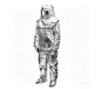 Tenue de protection contre le rayonnement thermique - Ensemble 5 pièces ignifuge - Combinaison en composite d'aluminium pour la lutte contre l'incendie et le sauvetage(M)