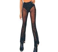 Tenue de rave pour femme - Pantalon transparent en maille, noir, Taille S
