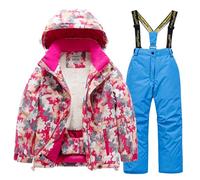 Tenue de Ski Enfant Imprimé Camouflage Garçon Fille Combinaison de Ski Thermique Hiver Combinaisons de Neige Chaude Waterproof Coupe-Vent avec Capuche Softshell D’Extérieur Multisports