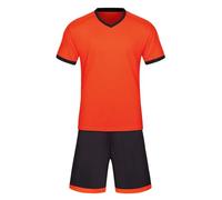 Tenue de Sport Femme Fille 2 Pièces, Ensemble Football T-Shirt et Short, Survêtement Confortable, Vêtement d'Entraînement Été(Orange, 12-14 Years)