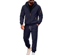 Tenue De Sport Homme Ensemble Jogging Homme Elastique Polaire Sweatpants Thermique Ample Slim Complet Basket Oversize Training Activewear Legging Tenue D'intérieur Vetement 2#Marine XL