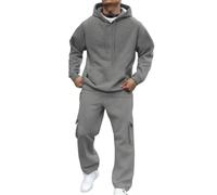 Tenue De Sport Homme Sportswear Homme Haute Visibilité Musculation Complet 2 Pièces Baggy Football Tenue D'intérieur Training Elastique Tennis Chaud Sweatpants Habit Activewear Vêtements 12#Gris S