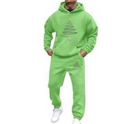 Tenue De Sport Homme,Suits Masculin Décontracté 2 Pièces Sweat à Capuche Imprimé et Jogging Confort Absolu pour Automne Hiver Tenue Festive Décontractée (Green, XL)