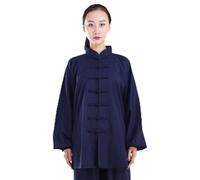 Tenue de Tai chi Kung fu et Qi Gong Homme Femme Coton et Lin Arts Martiaux Costume Chine Traditionnels Wing Chun Tai Chi Uniformes,Blue-L