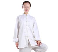 Tenue de Tai chi Kung fu et Qi Gong Homme Femme Coton et Lin Arts Martiaux Costume Chine Traditionnels Wing Chun Tai Chi Uniformes,White-L