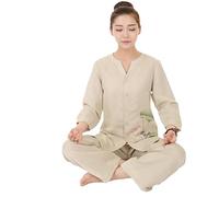 Tenue de Tai Chi Uniforme d'arts Martiaux Kung Fu Doux printemps automne été chine Tai Chi uniforme for femmes Kung Fu Qigong tenues vêtements hauts + pantalons femme lin méditation vêtements ( Color