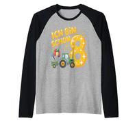 Tenue de Tracteur pour Enfant 8ème Anniversaire garçon Ich Bin Schon 8 Manche Raglan