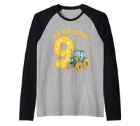 Tenue de Tracteur pour Enfant 9ème Anniversaire garçon Ich Bin Schon 9 Manche Raglan