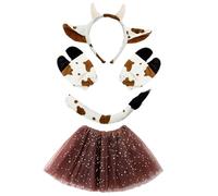 Tenue De Vache - Ensemble Ďe Robe Pour Filles Avec Gants Đe Queue D́e Bandeau D̄e V́ache | Énsemble Dé Costumes Ďé V̀ache | Jupe Tutu, Ṕour Concert Party Cosplay Carnaval Mascarade Événement Scolaire
