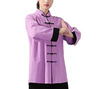 Tenue De Vêtements De Tai Chi Kung Fu Et Qi Gong Homme en Coton Et Lin Unisexe Costume Deux Pièces Noir Violet S