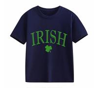 Tenue décontractée à manches courtes pour filles T-shirt St Day Moyen et L Personnalité rétro pour enfants Impression 2D Enfants Ample Manches Courtes Filles et Femmes (bleu marine, 3-4 ans)