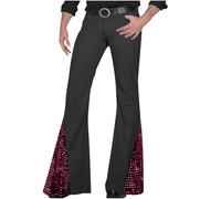 Tenue des années 80 pour homme - Pantalon évasé - Vintage - Jean évasé - Taille élastique - Pantalon de jogging - Coupe ample - Paillettes - Pantalon de loisirs tendance - Costume hippie, rouge3, S