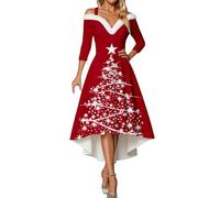 Tenue d'été 2026 élégante robe de fête pour dîner festif, cocktail, soirée, gala et confortable et décontracté, bordeaux, XL