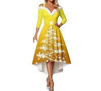 Tenue d'été 2026 élégante robe de fête pour dîner festif, cocktail, soirée, gala et confortable et décontracté, jaune, XXL