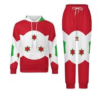 Tenue Deux Pièces Pour Hommes Femmes Nouveauté Drapeau République Burundi Imprimé Sweat Capuche Manches Longues Pull-Over Haut Pantalon Long Survêtement Unisexe Pantalon Survêtement EnsembleXl