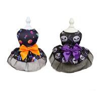 Tenue d'Halloween pour chien de petite race avec nœud et chauve-souris (C)