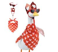 Tenue D'oie De Porche De Saint-Valentin - Ensemble D'accessoires De Lunettes En Forme De Cœur, Costume D'oie Festif Avec Un Thème Mignon De Saint-Valentin | Décoration Parfaite De Jardin De Pelouse Po