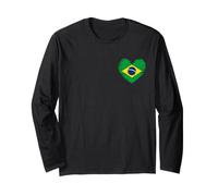 Tenue du Brésil - Drapeau du Brésil Cœur - I Love Brazil Manche Longue