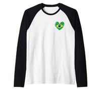 Tenue du Brésil - Drapeau du Brésil Cœur - I Love Brazil Manche Raglan