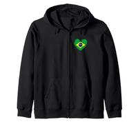 Tenue du Brésil - Drapeau du Brésil Cœur - I Love Brazil Sweat à Capuche