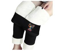Tenue du Nouvel An Femme C Noël/Hiver Pantalon Chaud Taille Élastique Couleur Unie Leggings Pantalon Polaire Slacks, Noir , M