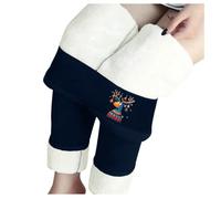 Tenue du Nouvel An Femme C Noël/Hiver Pantalon Chaud Taille Élastique Couleur Unie Leggings Pantalon Polaire Slacks, bleu, XL