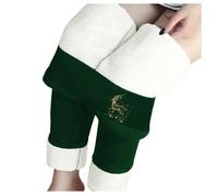Tenue du Nouvel An Femme Noël / Hiver B Pantalon Chaud Taille Élastique Couleur Unie Leggings Pantalon Polaire Slacks, Vert foncé., XL