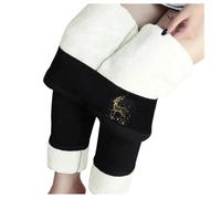 Tenue du Nouvel An Femme Noël / Hiver B Pantalon Chaud Taille Élastique Couleur Unie Leggings Pantalon Polaire Slacks, Noir , L