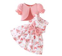 Tenue Été Enfant à Manches Courtes Bulle et sans Manches Imprimé Fruit et Noeud Papillon Deux Pièces Age 9 Mois à 3 Ans(12-18 Months)