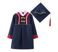 Tenue Graduation pour Enfant Maternelle Robe Dipl?me Unisexe Enfants Chapeau Déguisement Dipl?mé Bebe avec Bonnet Pompon Gown Cadeaux L'école Primaire Gar?ons Filles