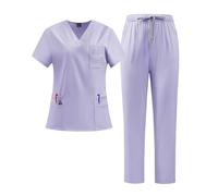 Tenue Infirmiere Combinaison à manches courtes et col en V for médecins infirmières, vêtements de travail séchage rapide lavables la main(Color7,XL)