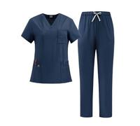 Tenue Infirmiere Combinaison à manches courtes et col en V for médecins infirmières, vêtements de travail séchage rapide lavables la main(Color3,XL)