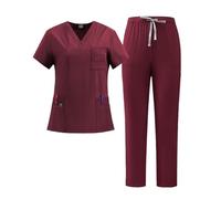 Tenue Infirmiere Combinaison à manches courtes et col en V for médecins infirmières, vêtements de travail séchage rapide lavables la main(Color1,L)