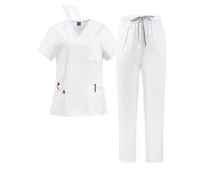 Tenue Infirmiere Combinaison à manches courtes et col en V for médecins infirmières, vêtements de travail séchage rapide lavables la main(Color4,XX-Large)