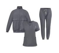 Tenue Infirmiere Ensemble 3 pièces for médecin et infirmière, Uniforme, Pantalon Simple, Poches, Blouse Dentaire, Combinaisons de Soins Infirmiers for Spa(Grey,XS)