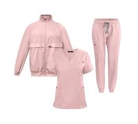 Tenue Infirmiere Ensemble 3 pièces for médecin et infirmière, Uniforme, Pantalon Simple, Poches, Blouse Dentaire, Combinaisons de Soins Infirmiers for Spa(Pink,L)