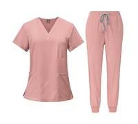 Tenue Infirmiere Ensemble de blouses médicales extensibles avec poches, pantalon, uniforme d'infirmière, salopette médecin, vêtements travail for salon beauté(Pink,XX-Large)