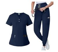 Tenue Infirmiere Ensemble de combinaisons chirurgicales for hommes et femmes, médecins, infirmières, col en V, poches, élastique, séchage rapide, haut pantalon, uniforme dentaire(Blue2,M)