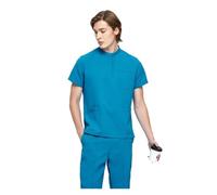 Tenue Infirmiere Ensemble de gommage d'été, uniforme d'infirmière, combinaison médecin hygiéniste d'hôpital, antistatique, sans plis(Blue2,S)