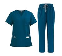 Tenue Infirmiere Ensembles de blouses for femmes, hauts d'hôpital, pantalons, accessoires for infirmières, clinique dentaire, salon beauté, vêtements travail, costume(Blue2,XX-Large)