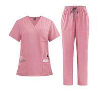 Tenue Infirmiere Ensembles de blouses for femmes, hauts d'hôpital, pantalons, accessoires for infirmières, clinique dentaire, salon beauté, vêtements travail, costume(Pink,M)