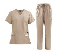 Tenue Infirmiere Ensembles de blouses for femmes, hauts d'hôpital, pantalons, accessoires for infirmières, clinique dentaire, salon beauté, vêtements travail, costume(Apricot,XX-Large)