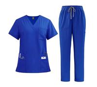 Tenue Infirmiere Ensembles de blouses for femmes, hauts d'hôpital, pantalons, accessoires for infirmières, clinique dentaire, salon beauté, vêtements travail, costume(Blue1,XX-Large)