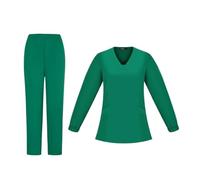 Tenue Infirmiere Hauts et pantalons de chirurgie à col en V, uniformes chirurgicaux manches longues, vêtements, ensemble toilettage for animaux compagnie, soins infirmiers(Green,L)