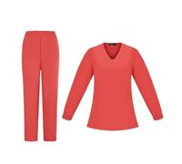 Tenue Infirmiere Hauts et pantalons de chirurgie à col en V, uniformes chirurgicaux manches longues, vêtements, ensemble toilettage for animaux compagnie, soins infirmiers(Orange,M)