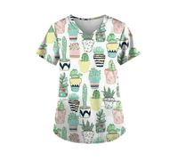 Tenue Infirmiere Professionnelle Uniforme d'infirmière for femmes, imprimés de motifs amusants, microélastique, médical pédiatrique, col en v, manches courtes, blouses chirurgicales for(Color2,M)